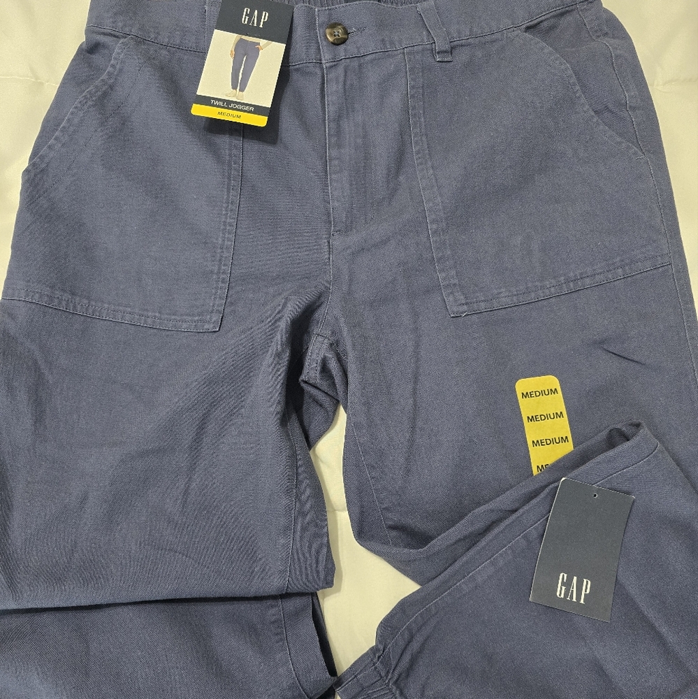 Womens GAP twill jogger, navy, medium
